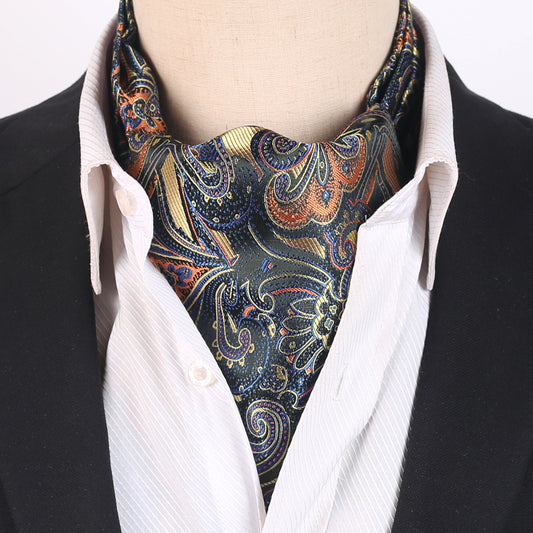 Beige, Orange and Blue Paisley Ascot Cravat