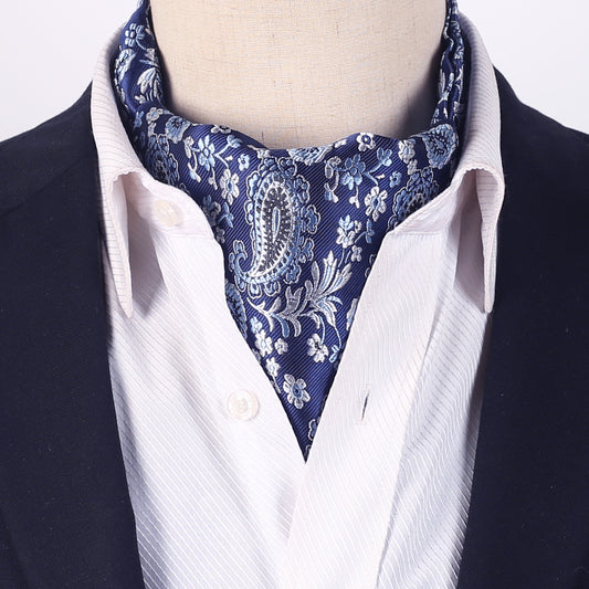 Blue with Black & White Paisley Ascot Cravat