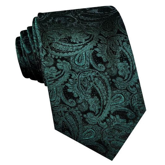 Green and Black Paisley Mens Tie