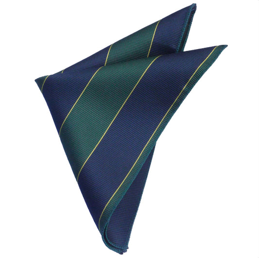 Blue, Green & Gold Stripes Mens Pocket Square