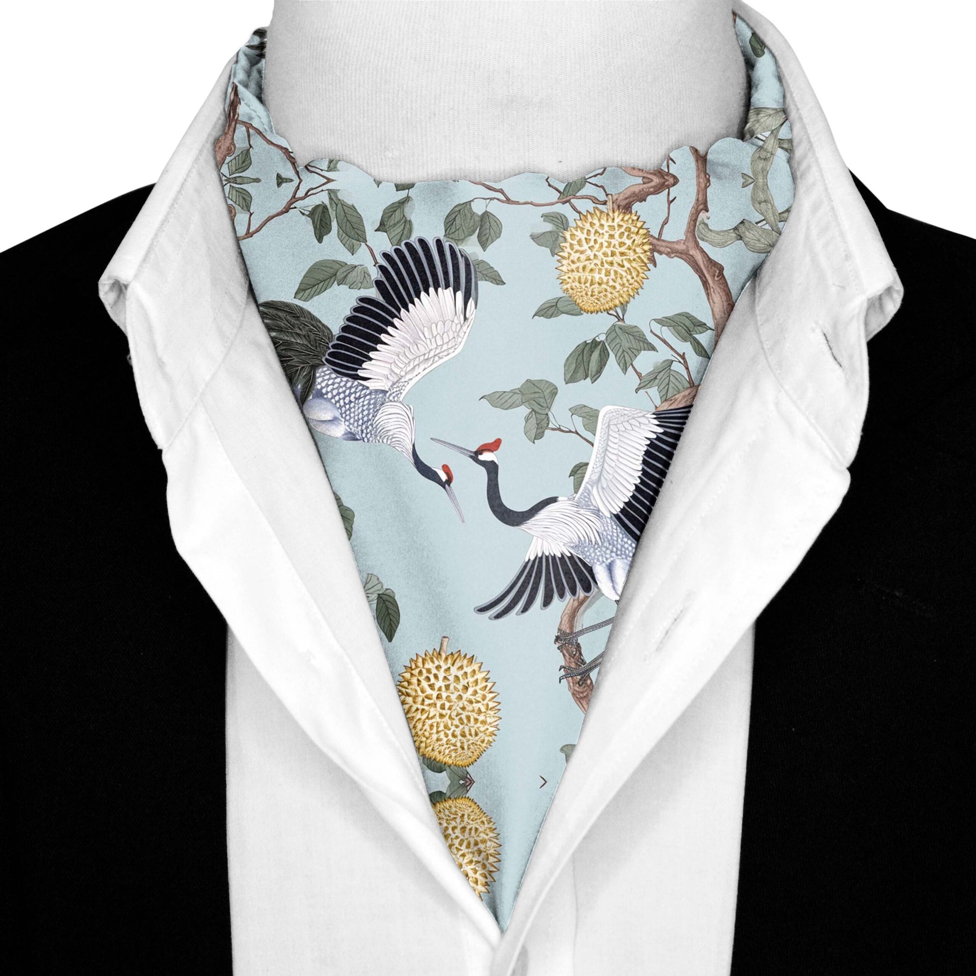 Genuine Silk Dancing Cranes Light Blue Ascot Cravat – The Ascot Shop