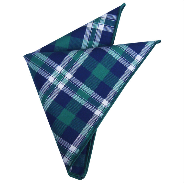 Green, Blue & White Tartan Pocket Square