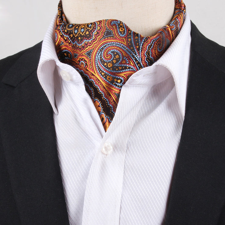 Men’s Orange, Blue & Red Paisley Ascot Cravat