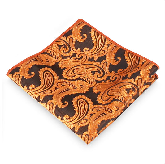 Orange Paisley Pocket Square