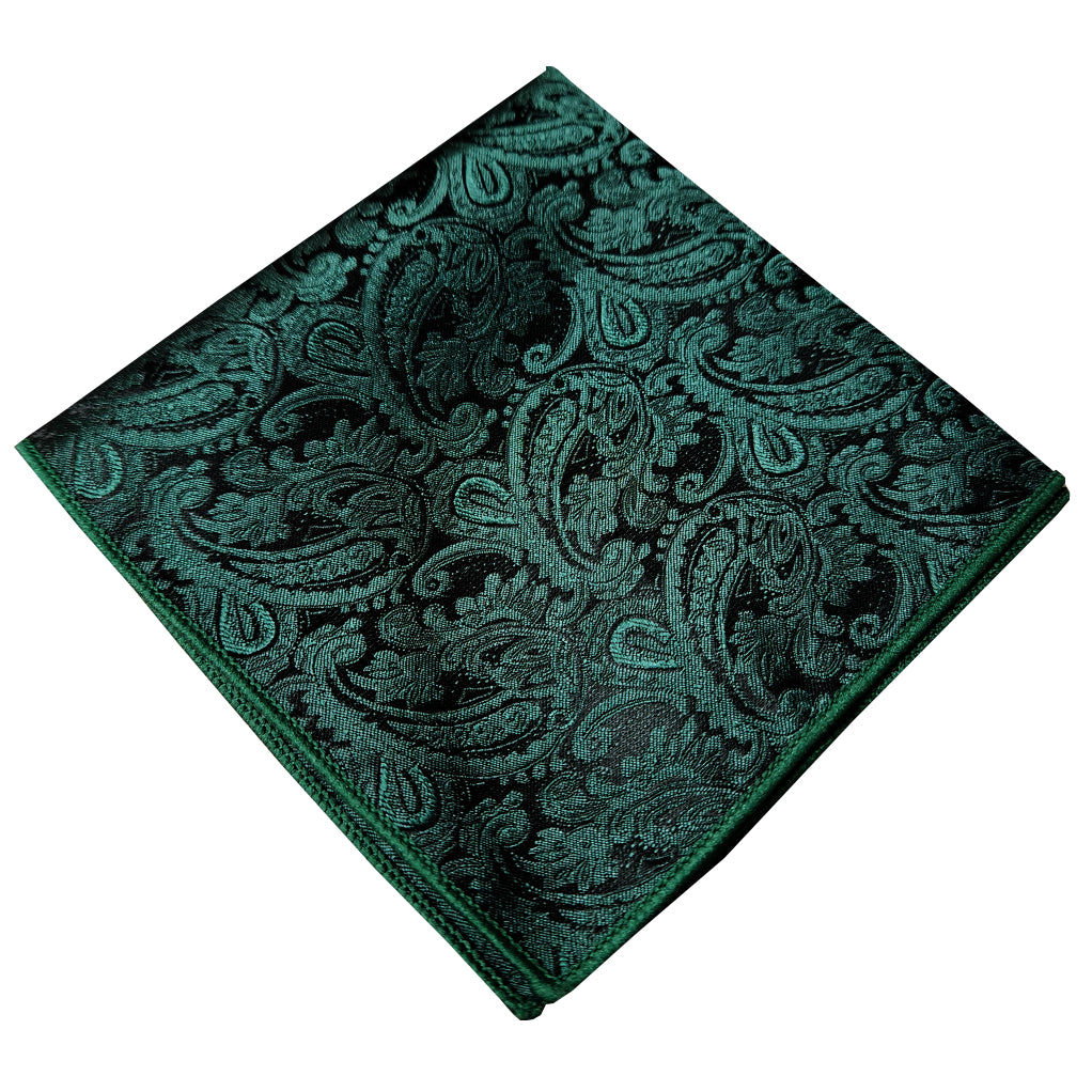 Green and Black Paisley Pocket Square