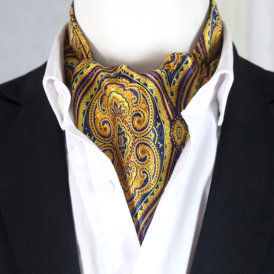 Black, Gold & Blue Regal Design Ascot Cravat