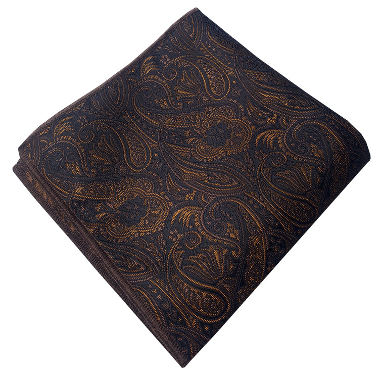 Black with Bronze Paisley Pocket Square