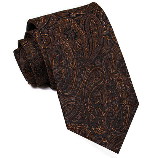 Black with Bronze Paisley Slim Tie