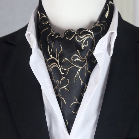 Black with Gold Swirls Ascot Cravat