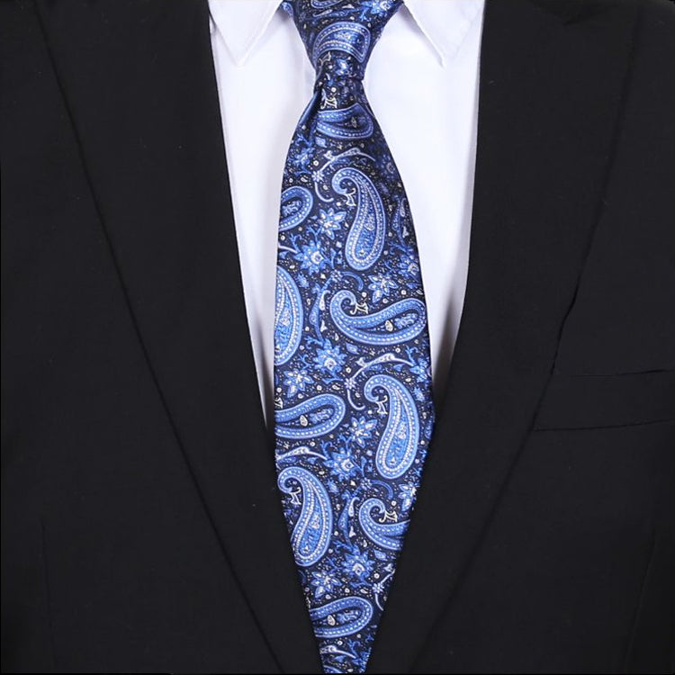 Black with Royal Blue & White Paisley Men’s Tie