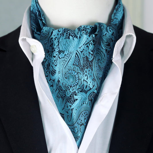 Teal and Black Paisley Ascot Cravat