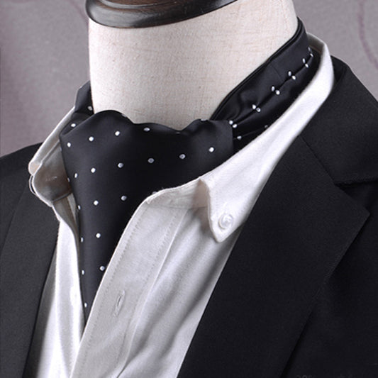 Men’s Black with White Polka Dots Ascot Cravat