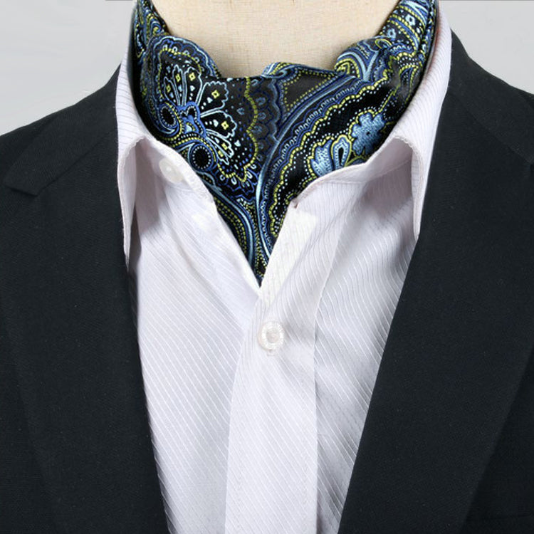 Men’s Dark Blue, Light Blue & Green Paisley Ascot Cravat