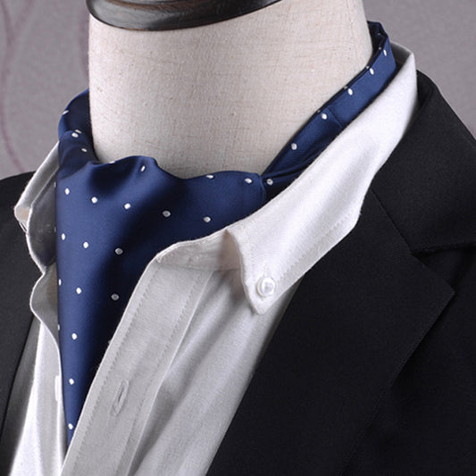 Men’s Blue with White Polka Dots Ascot Cravat