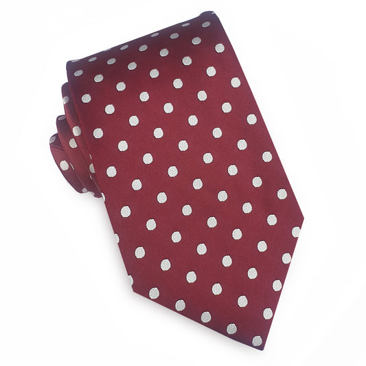 Burgundy Polka Dot Mens Tie