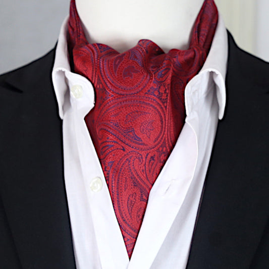 Large Red with Blue Paisley Ascot Cravat