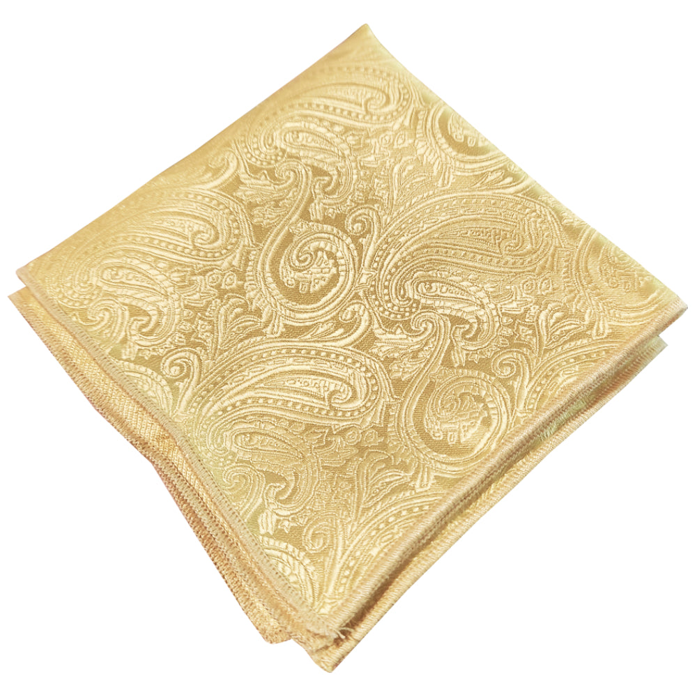 Light Gold Paisley Pocket Square