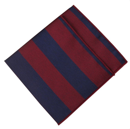 Dark Red with Navy Blue Stripes Pocket Square