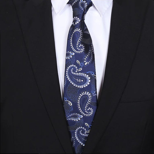 Navy with White Paisley Mens Tie