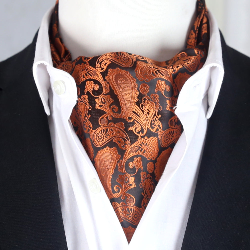 Orange and Black Paisley Ascot Cravat