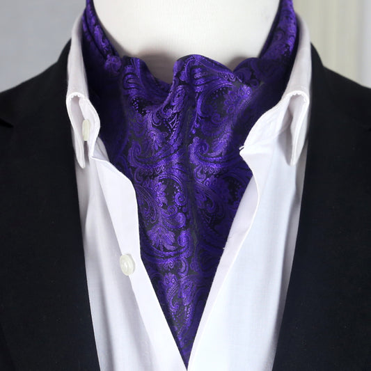 Purple and Black Paisley Ascot Cravat