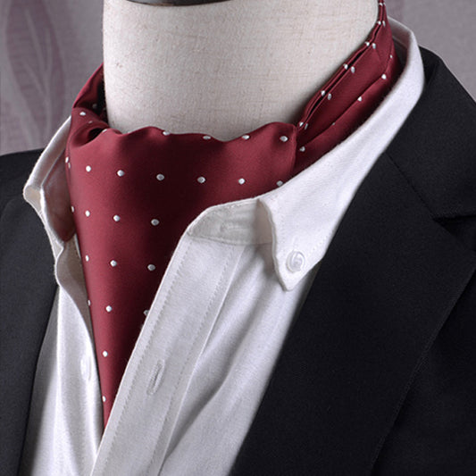 Men’s Burgundy with White Polka Dots Ascot Cravat